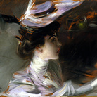 Giovanni Boldini, Il cappellino nuovo (Ritratto di Lina Cavalieri), 1898 circa. Olio su tavola, 27 x 33 cm