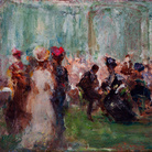 Pompeo Mariani, Sala delle Feste, Casinò di Sanremo, 1915. Olio su cartone, 20,5 x 29,8 cm