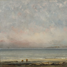 Gustave Courbet, La spiaggia a Trouville, 1865 circa, Olio su tela, 41x 34 cm, Collection Association Peindre en Normandie, Caen