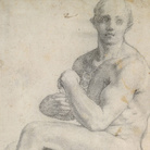 Bottega di Jacopo da Pontormo, Due studi di uomo seduto nudo, metà sedicesimo secolo.