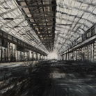 Domenico Marranchino, Officina abbandonata, Corsico, Milano, 2017, Olio su tela, 140 X 100 cm