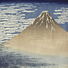 Katsushika Hokusai, Fuji Rosso (Giornata limpida col vento del sud), Dalla serie Trentasei vedute del monte Fuji,1830-1832 circa, Silografia policroma, 25.5 x 36.8 cm, Honolulu Museum of Art | Courtesy of Palazzo Reale, Milano 2016