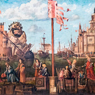 Vittore carpaccio, Incontro e partenza dei fidanzati, Dal ciclo delle Leggende di Sant'Orsola, 1495-1500, Ttempera su tela, 280 x 611 cm, venezia, Gallerie dell'Accademia