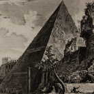 Giambattista Piranesi, Vedute di Roma, Piramide di Caio Cestio, Acquaforte, 45.5 x 57.3 cm | Courtesy Musei Civici di Bassano del Grappa