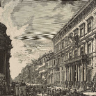 Giovanni Battista Piranesi, Veduta, nella via del Corso, del palazzo dell’Accademia istituita da Luigi XIV re di Francia, Roma, 1752 circa