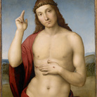 Raffaello Sanzio, San Sebastiano, circa 1501-1502, tempera e olio su tavola, collezione Lochis, 1866