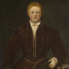 Tintoretto, Ritratto di donna in rosso, 1555 circa, Olio su tela, 75 x 98 cm, Vienna, Kunsthistorisches Museum, Gemäldegalerie | Tintoretto 500