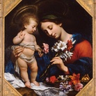 Carlo Dolci (Firenze, 1616-1687), Madonna con Bambino (Madonna dei gigli), 1650 circa. Olio su tela. Monaco di Baviera, Bayerische Staatsgemäldesammlungen, Alte Pinakothek (attualmente conservato a Schleißheim, Staatsgalerie)