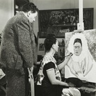 FRIDA. VIVA LA VIDA, Bernard Silberstein (1905 - 1999), United States, Diego Rivera Watching Frida Kahlo Paint a Self Portrait, 1940 Circa, Stampa alla gelatina d'argento, Cincinnati Art Museum, Gift of the Artist, 1986 / 570 | © Edward B. Silberstein | Courtesy of Ballandi Arts e Nexo Digital 2019