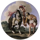 Carlo Saraceni, Elemosina di san Martino. Olio su rame, cm 41x55,5. Berlino, Staatliche Museen, Gemälde Gallerie