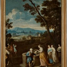 Giuseppe Zola (Brescia, 1672 - Ferrara, 1743), Eliezer e Rebecca al pozzo, olio su tela 