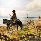 Giovanni Fattori, Maremma. Conduttori di mandrie, 1907, Olio su tela, cm. 90x152, Collezione privata