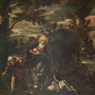 Tintoretto, La fuga in Egitto, 1582-1587, sala Terrena Scuola Grande di San Rocco, Venezia, Olio su tela, 580 x 422 cm | © Scuola Grande di San Rocco e Chiesa di San Rocco | Courtesy of Sky Italia s.r.l. Tintoretto – Un Ribelle a Venezia e Sky Arts Production Hub 2019