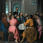 Giovan Battista Moroni, Ultima Cena, 1568-1569, Olio su tela, Romano di Lombardia, Chiesa di Santa Maria Assunta e San Giacomo | Le innovazioni iconografiche leonardesche influenzarono importanti artisti lombardi come il bresciano Moretto, il bergamasco Giovan Battista Moroni e il Romanino