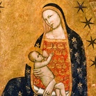 Francescuccio di Cecco Ghissi, Madonna dell'Umiltà, Seconda metà del XIV secolo, Tempera e oro su tavola, 95 x 177 cm, Iscrizione sull'aureola 