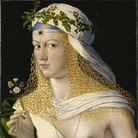 Bartolomeo Veneto (1502 - 1555), Ritratto idealizzato di Flora, La dama forse è Lucrezia Borgia, Circa 1520, tempera e olio su pannello di pioppo, 43.6 x 34.6 cm, Francoforte, Städel Museum