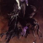 Giovanni Boldini (1842 - 1931), La marchesa Luisa Casati con un levriero, 1908, Collezione privata