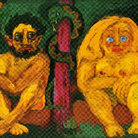 Emil Nolde, Paradiso perduto, 1921, Olio su tela, 157 x 106.5 cm,  Seebüll, Nolde Stiftung Seebüll | Lo stesso Emil Nolde, membro del Partito nonché dichiaratamente xenofobo e antisemita, fu interdetto dall’esercizio dell’insegnamento e della pittura a causa della “militanza” espressionista. Gli fu proibito anche tenere in casa l’occorrente per dipingere per cui ripiegò sugli acquerelli