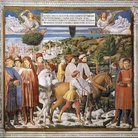 Benozzo Gozzoli, Agostino parte per Milano. San Gimignano, Chiesa Sant'Agostino