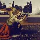 Leonardo da Vinci, Annunciazione, 1472 circa, Olio su tavola, 222 x 90 cm, Firenze, Galleria degli Uffizi