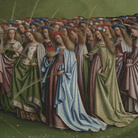 Jan e Hubert van Eyck, L’Adorazione dell’Agnello Mistico, 1432, Dettaglio del pannello centrale della Pala d'altare di Gand aperta conil corteo di sante, Dopo il restauro, Olio su tavola, Gand, Cattedrale di San Bavone | Courtesy of Saint-Bavo’s Cathedral Ghent © Lukasweb.be-Art in Flanders vzw | Photo: KIK-IRPA