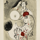 Marc Chagall, Coppia di amanti con gallo, 1951. Litografia a colori, cm 95,4 x 64,7. Dono di Ida Chagall, Parigi © Chagall ® by SIAE 2015