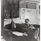 Self-portrait in his studio December 1910 Gelatin silver print, cm 14,7 x 11,6  