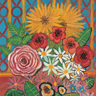 Antonio Ligabue, Tavolo con vaso di fiori, 1956, Olio su tavola di faesite, 70 x 35 cm