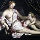 Moretto da Brescia, Venere con amorino, olio su tela, 160 x 220 cm.