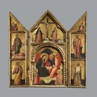 UNO:UNO A tu per tu con l'opera - Incoronazione della Vergine, Annunciazione, Crocifissione e Santi. Pittore Veneziano, trittico del XIV secolo