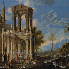 Francesco Aviani, Paesaggio con Lazzaro e il Ricco Epulone, 1714 circa, Olio su tela,  134.5 x 91 cm, Musei Civici di Vicenza, Palazzo Chiericati