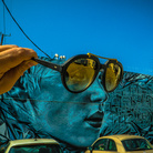 StarFighterA, SHADES OF BLUE, Art District, Los Angeles, Portrait of Scarlet Johansson on a wall in the Art District by StarFighterA, This mural still exists | Photo © Vonjako