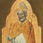 Vitale da Bologna, Sant’Ambrogio in trono, 1340-1345 circa, tavola. Pesaro, Palazzo Mosca, Musei Civici
