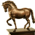 Leonardo da Vinci in collaborazione con G. F. Rustici (attr.), Cavallo al passo, 1508 - 1511. Bronzo, h 156 mm x l 185 mm. Collezione privata