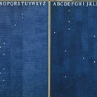 Alighiero Boetti, Mettere al mondo il mondo, 1972-1973.Penna biro su carta intelata, due elementi cm 159 x 164 x 3,5 ciascuno, misure complessive cm 159 x 328 x 3,5 