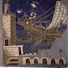 Archimede, Mosaico parietale con scena di porto, Roma, via Nazionale, Palazzo Rospigliosi, 1878, II-III secolo d.C., Tessere litiche e paste vitree, Roma, Musei Capitolini