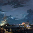 Carlo Grubacs (1801- 1878), Notturno con la Festa del Redentore, Olio su tela, 67 x 100 cm, Collezione privata