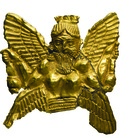 Geni alati e albero sacro, Provenienza forse Ziwiyé (Iran), Neo-assiro (VIII sec. a.C.), Oro 1.5 x 4.5 cm, 3 x 4.2 cm 3 x 3 cm, 3 x 4 cm | Courtesy of Collezione Giancarlo Ligabue, Venezia