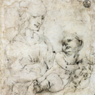 Leonardo Da Vinci, Studio per Madonna del gatto. Penna su carta preparata grigio-rosa, 126 x 109 mm. Firenze, Gabinetto Disegni e Stampe degli Uffizi - Soprintendenza Speciale per il Polo Museale Fiorentino