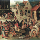 Pieter Brueghel il Giovane, Le sette opere di misericordia, 1616, Olio su tavola, 44×57.5 cm, Collezione privata, Belgio