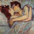 Henri De Toulouse-Lautrec, In Bed The Kiss, 1892, Collezione privata | Il bohemienne Toulouse Lautrec dipinse quest'opera post-impressionista per mostrare l'amore tenero e sensuale: due donne nude in un letto che si scambiano un bacio appassionato