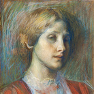 Umberto Boccioni, Ritratto di giovane donna, 1907-1908, Pastello su tela, Collezione privata