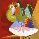 Fortunato Depero, Rotazione di ballerina e pappagalli. Olio su tela, cm 140,5 x 89,5. © Mart, Deposito da Collezione Privata