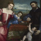 Lorenzo Lotto (circa1480 - 1556), Ritratto di Giovanni della Volta con sua moglie e i suoi figli, 1547, Olio su tela, 104.5 × 138 cm, Londra, The National Gallery | © The National Gallery, London