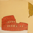 Renato Mambor, Colosseo e farfalla, 1966, Smalto e acrilico su tela, 100 x 70 cm, Collezione Patrizia e Blu Mambor