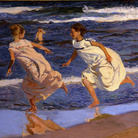 Joaquìn Sorolla, Correndo lungo la spiaggia, Valencia, 1908, Olio su tela, 166.5 x 90 cm, Museo de Bellas Artes de Asturias, Collezione Pedro Masaveu