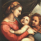 Raffaello Sanzio, Madonna della Tenda, 1513-1514. Olio su tavola, 51.2 x68.5 cm. Alte Pinakothek, Monaco di Baviera