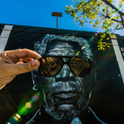 Brad Robson, MORGAN, Morgan Freeman portrait painted on the wall of the Los Feliz Theater Cinema in Los Angeles by Brad Robson, This mural still exists | Photo © Vonjako