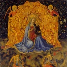 Benozzo Gozzoli (Firenze, 1420 circa - Pistoia, 1497), Madonna con il Bambino e gli Angeli, 1449-1450 circa, Tempera su pannello, 34.7 x 29.4 cm, Fondazione Accademia Carrara, Bergamo