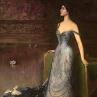 Vittorio Corcos. Ritratti e Sogni, Bologna, Palazzo Pallavicini, 22 ottobre 2020 - 14 febbraio 2021 | Vittorio Corcos, Ritratto di Lina Cavalieri (Soprano), 1903, Olio su tela, 265 x 178 cm, Firenze, Collezione privata